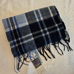 Alashan 100% Cashmere Woven Hudson Plaid Scarf in Blue & Gray